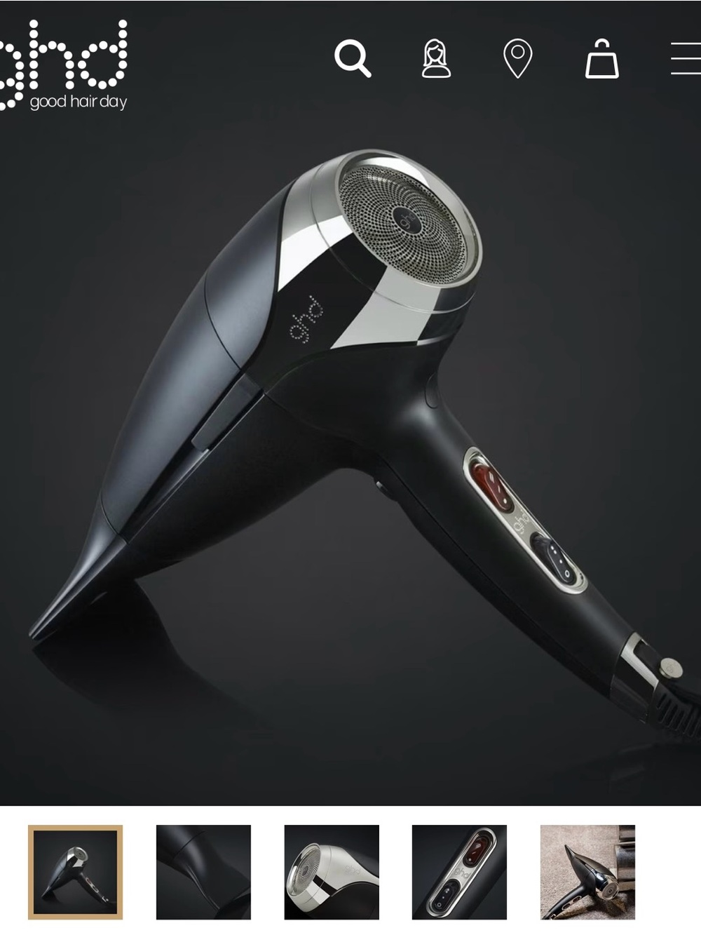 $330. Ghd The Professional Hair Dryer in Matte Black and Gunmetal New Open Box!
